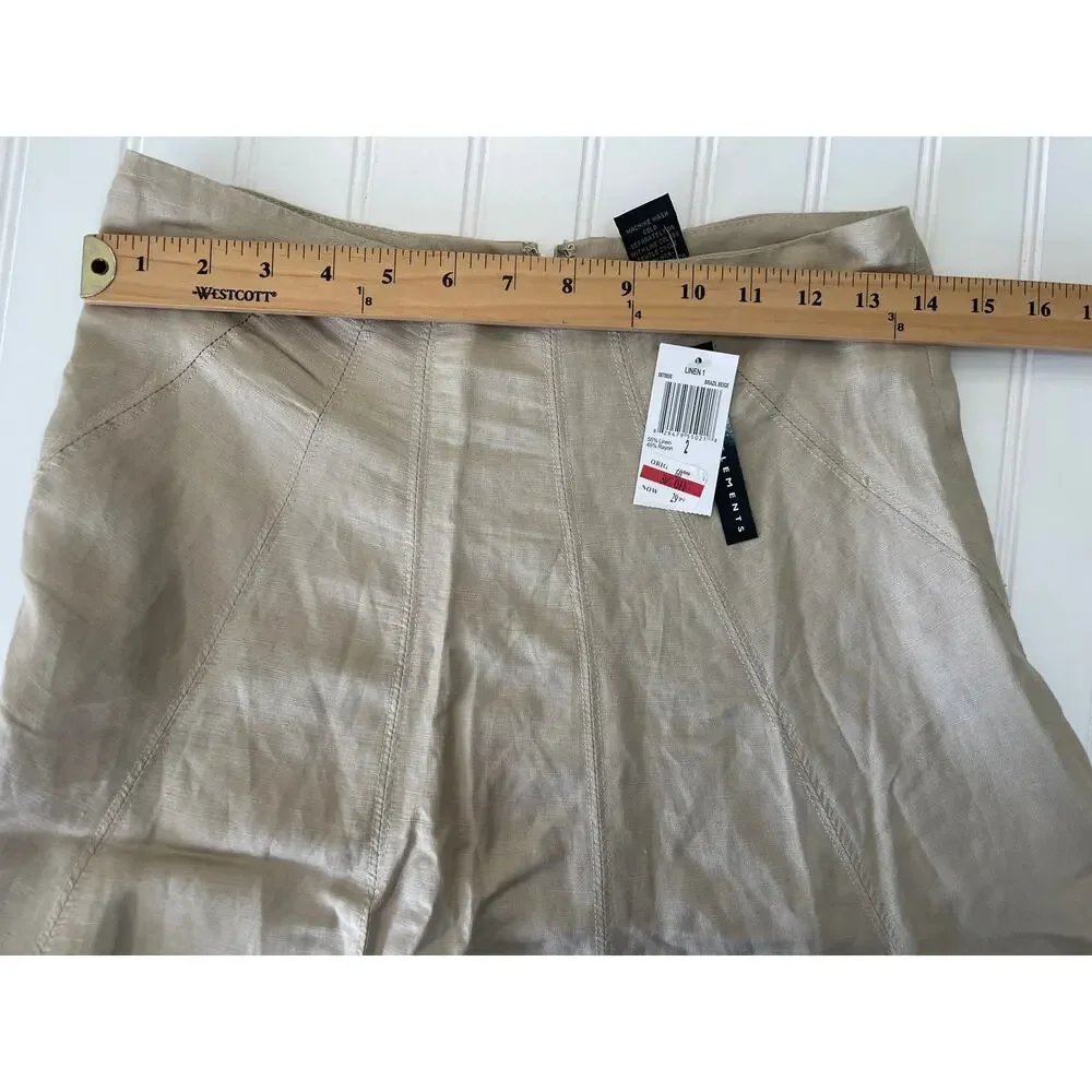 NWT Grace Elements Linen Blend Skirt Academia‎ Preppy Size Womens 2